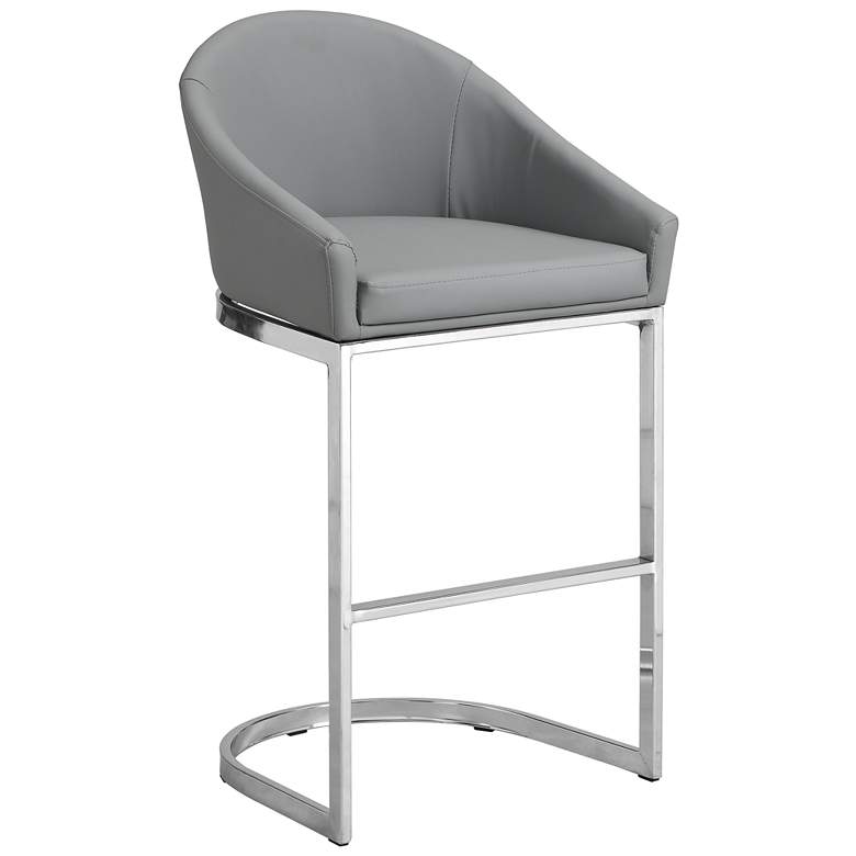 Image 1 Torano 26" Gray Upholstered Chrome Upholstered Counter Stool