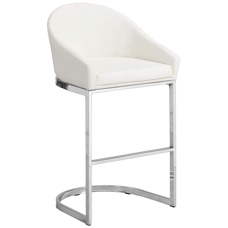 Image 1 Torano 26" White Upholstered Chrome Counter Stool