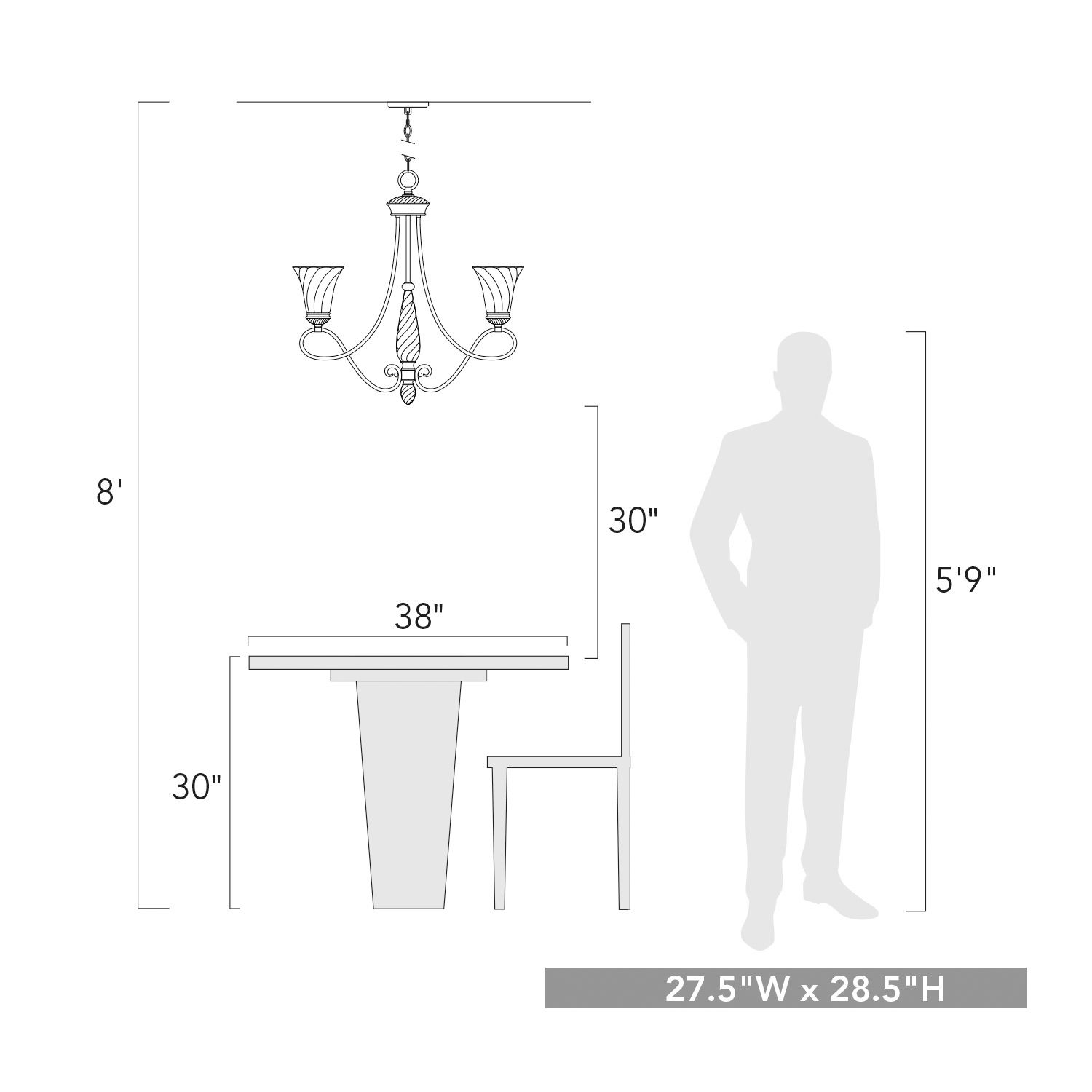 Torbellino 27 1/2" Wide Chandelier in Cordoban Bronze &amp; Remolino G in scene