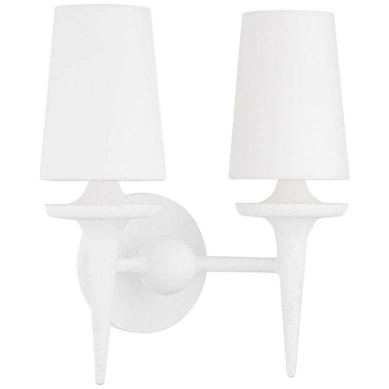 Image 1 Torch 15 1/2 inch High White Plaster 2-Light Wall Sconce