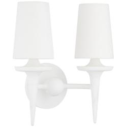 Torch 15 1/2&quot; High White Plaster 2-Light Wall Sconce