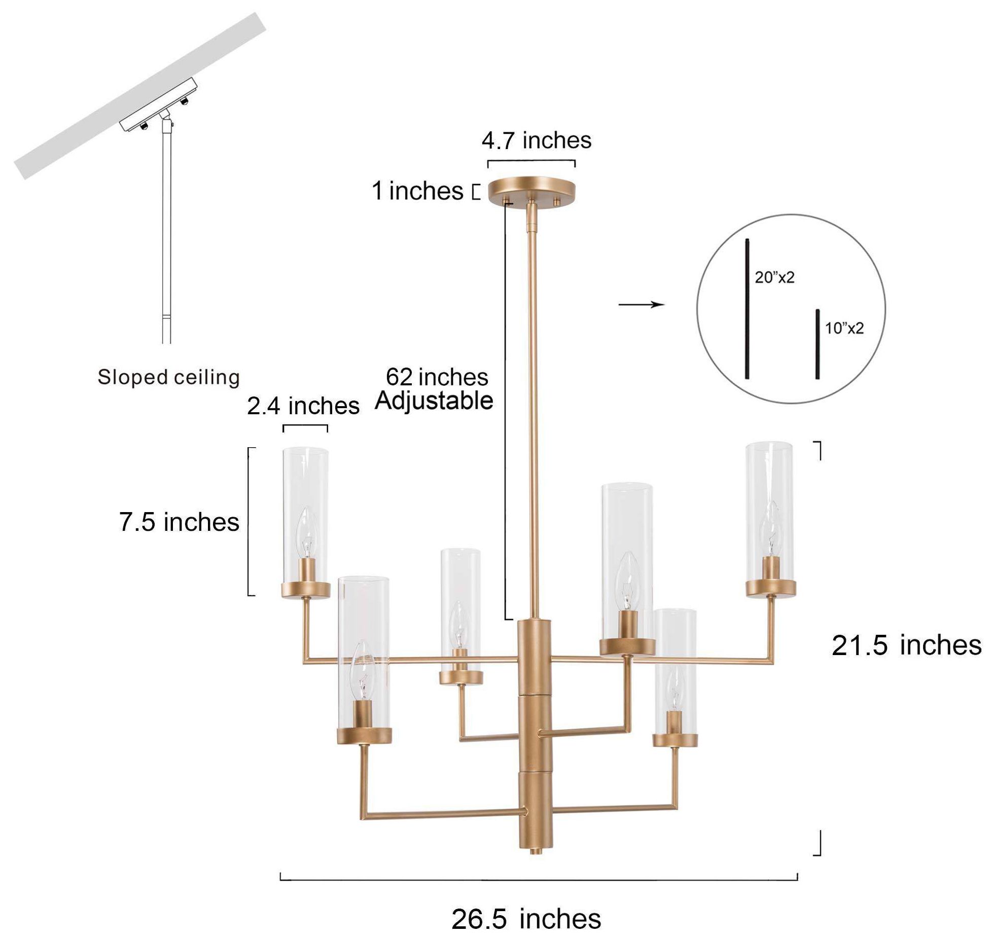 Image 2 Torche 26.4"W 6-Light Modern Linear Cylindrical Glass Chandelier more views