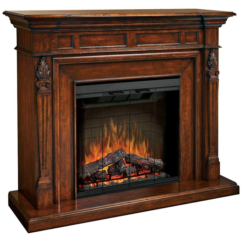 Image 1 Torchiere Burnished Walnut Electric Fireplace Mantel