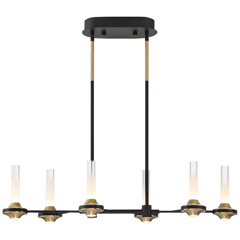 Image 1 Torcia 31 1/4"W Matte Black 6-Light LED Island Chandelier