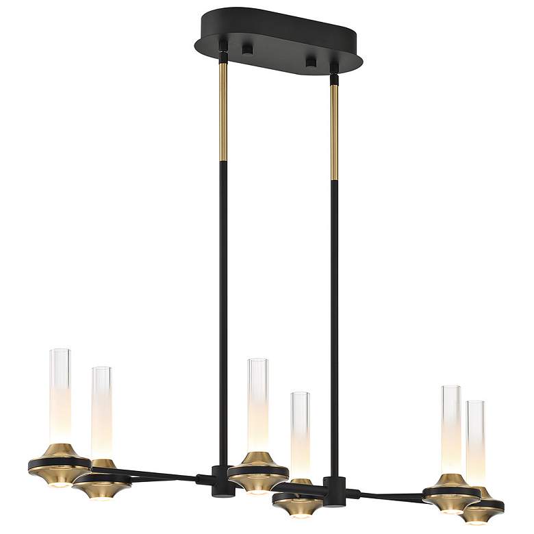 Image 3 Torcia 31 1/4"W Matte Black 6-Light LED Island Chandelier more views