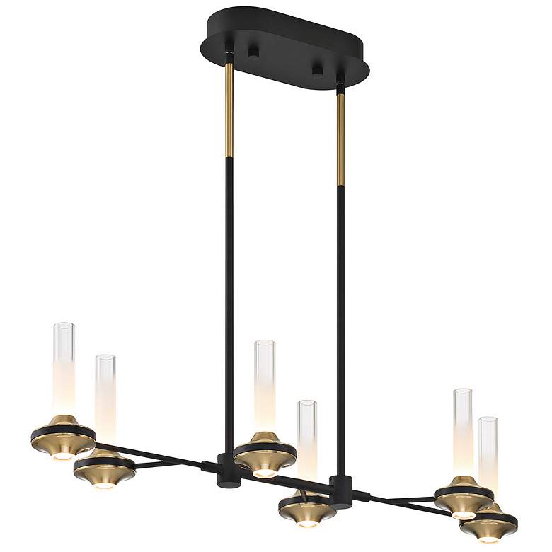 Image 4 Torcia 31 1/4"W Matte Black 6-Light LED Island Chandelier more views