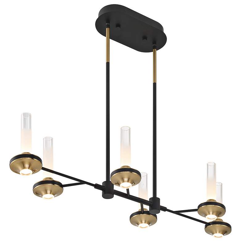 Image 5 Torcia 31 1/4"W Matte Black 6-Light LED Island Chandelier more views
