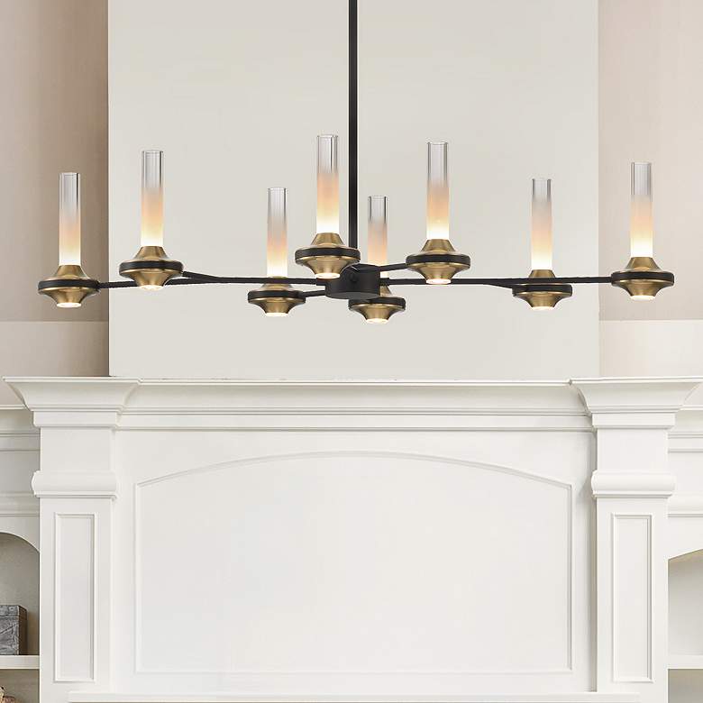 Image 1 Torcia 35 1/2" Wide Black and Brass 16-Light LED Chandelier
