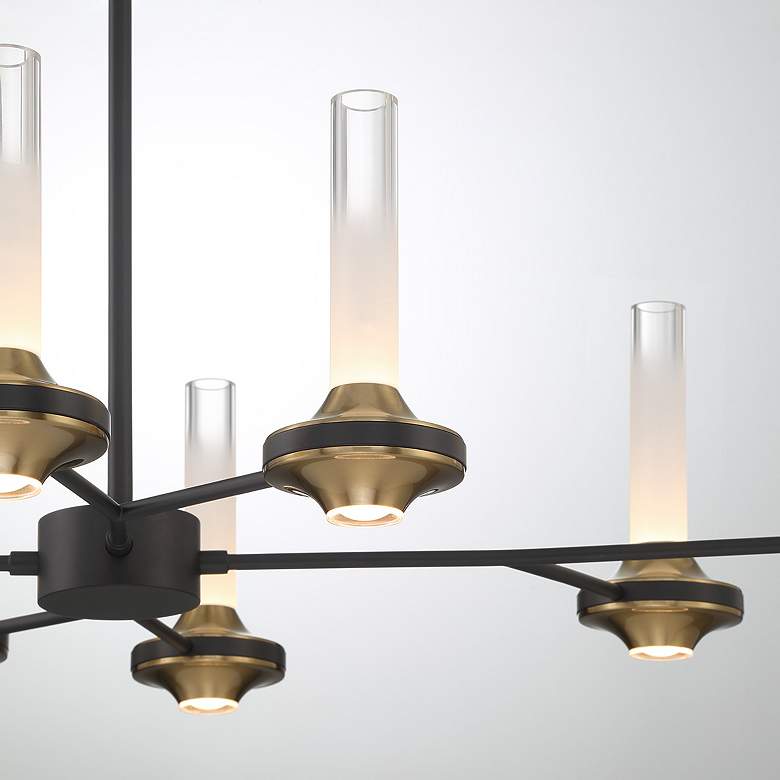 Image 3 Torcia 35 1/2" Wide Black and Brass 16-Light LED Chandelier more views