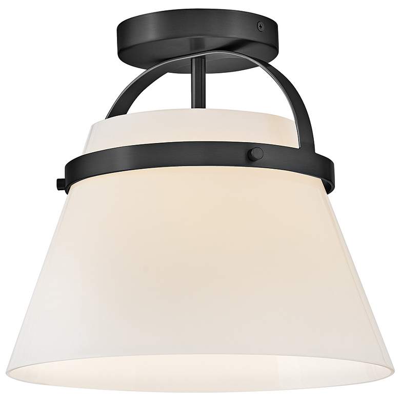 Image 1 Tori 12" Wide Black Tapered Drum Ceiling Light