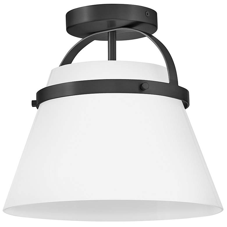 Image 2 Tori 12" Wide Black Tapered Drum Ceiling Light more views