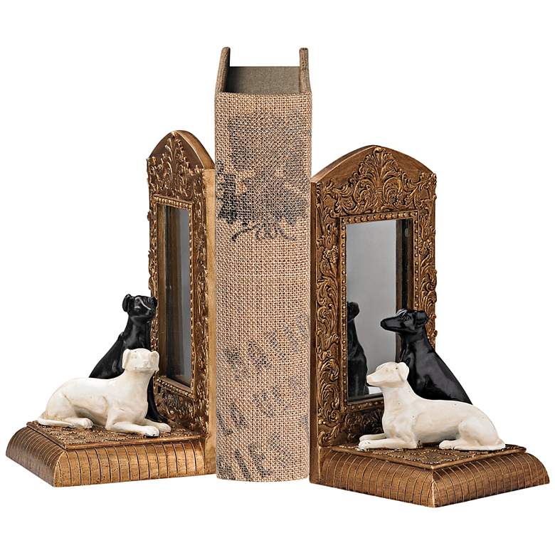 Image 1 Tori Greyhound Dog Reflection Mirrored Bookends Set of 2