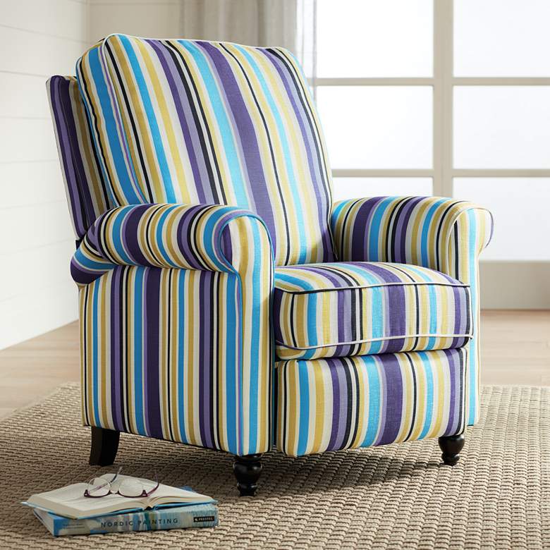 Image 1 Tori Indigo Stripe Push Back Recliner Chair