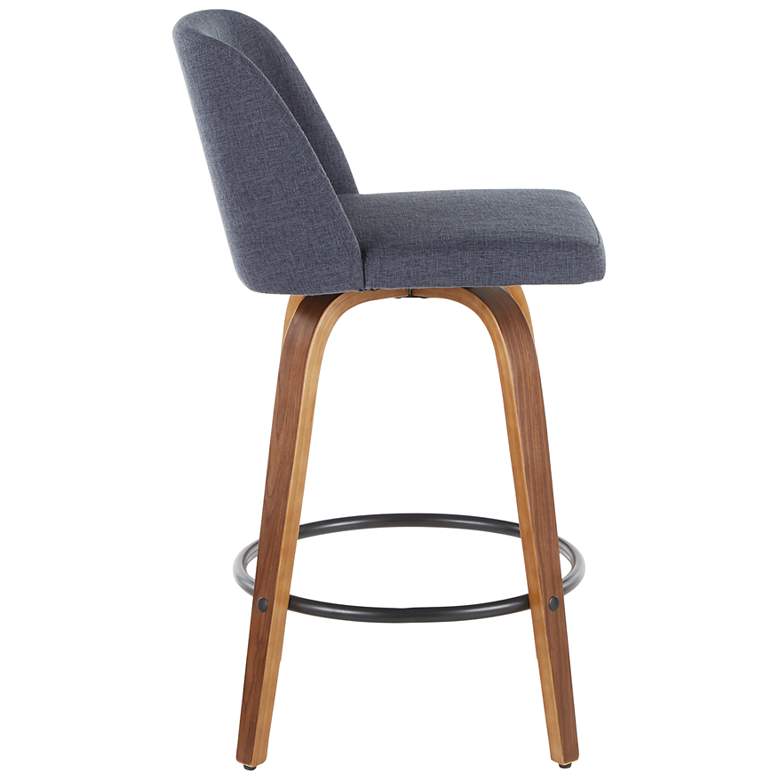 Image 2 Toriano Counter Stool in Walnut and Blue Fabric by LumiSource Pair more views