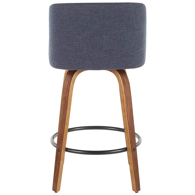 Image 4 Toriano Counter Stool in Walnut and Blue Fabric by LumiSource Pair more views