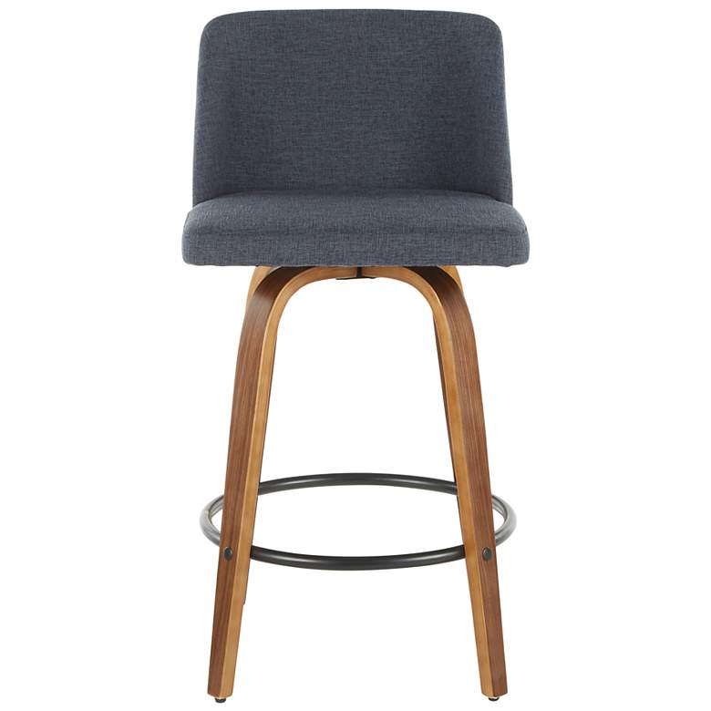 Image 5 Toriano Counter Stool in Walnut and Blue Fabric by LumiSource Pair more views