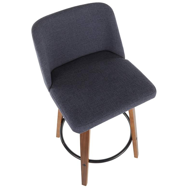 Image 6 Toriano Counter Stool in Walnut and Blue Fabric by LumiSource Pair more views