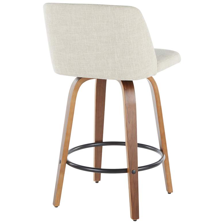 Image 4 Toriano Counter Stool in Walnut and Cream Fabric by LumiSource Pair more views