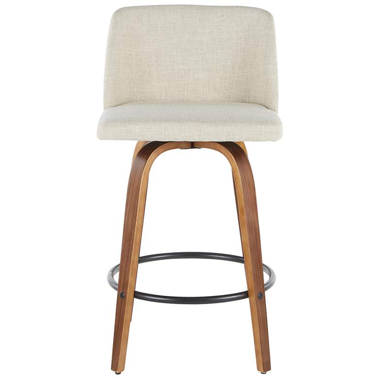 Image 6 Toriano Counter Stool in Walnut and Cream Fabric by LumiSource Pair more views