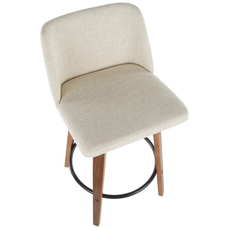 Image 7 Toriano Counter Stool in Walnut and Cream Fabric by LumiSource Pair more views