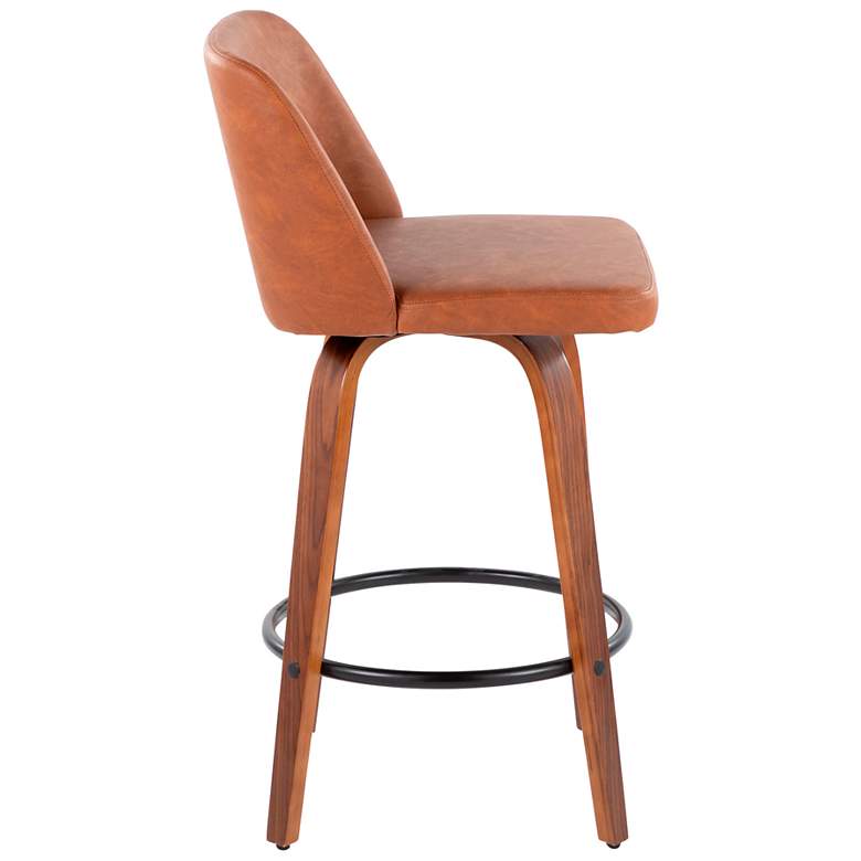 Image 3 Toriano Counter Stool Walnut Camel PU by LumiSource Pair more views