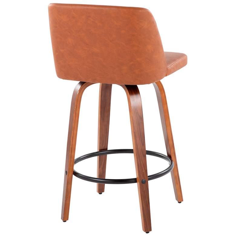 Image 4 Toriano Counter Stool Walnut Camel PU by LumiSource Pair more views