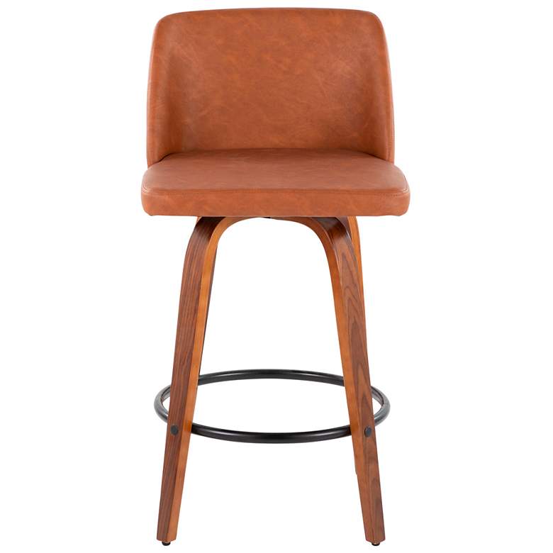 Image 6 Toriano Counter Stool Walnut Camel PU by LumiSource Pair more views