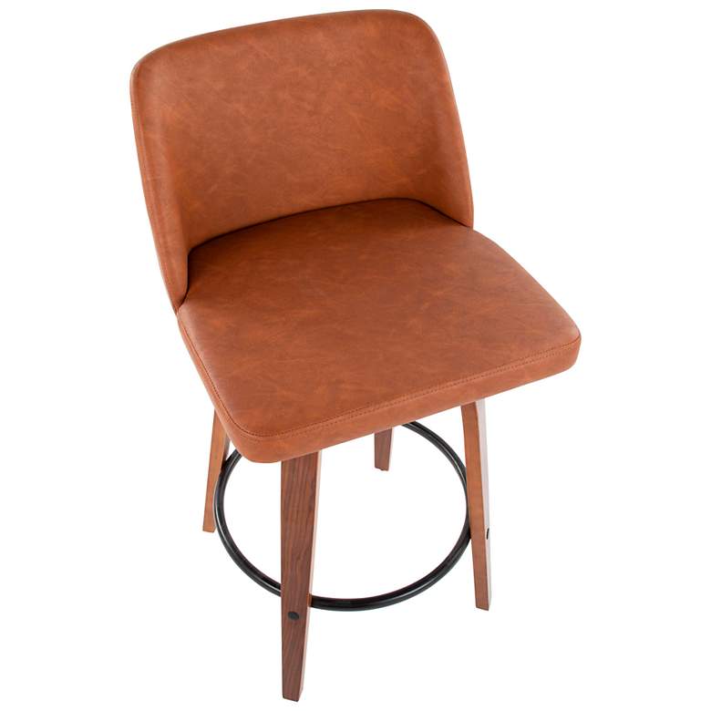 Image 7 Toriano Counter Stool Walnut Camel PU by LumiSource Pair more views
