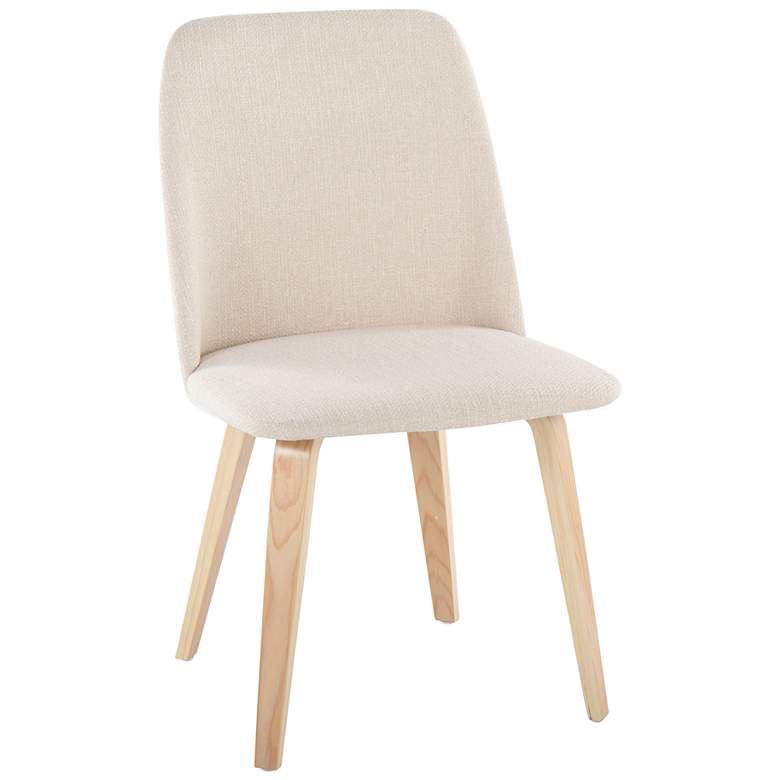 Image 2 Toriano Dining Chair in Natural Wood and Cream Fabric by LumiSource Pair more views