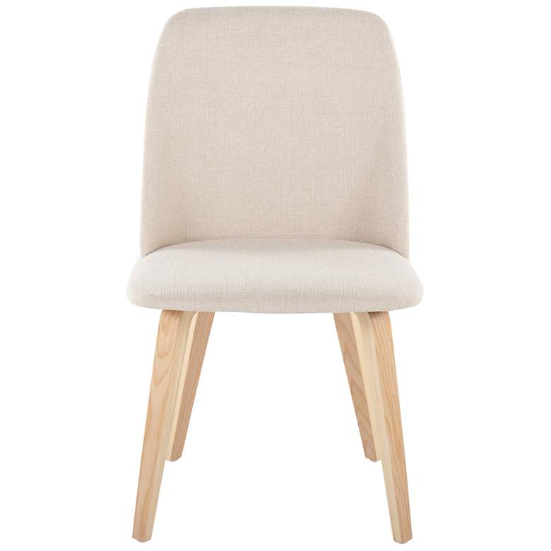 Image 6 Toriano Dining Chair in Natural Wood and Cream Fabric by LumiSource Pair more views
