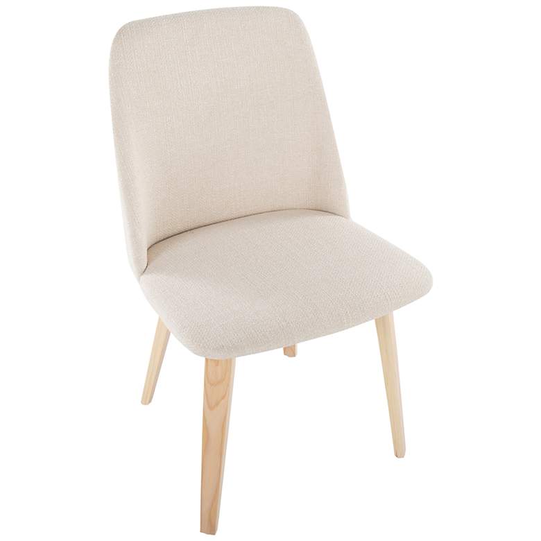 Image 7 Toriano Dining Chair in Natural Wood and Cream Fabric by LumiSource Pair more views