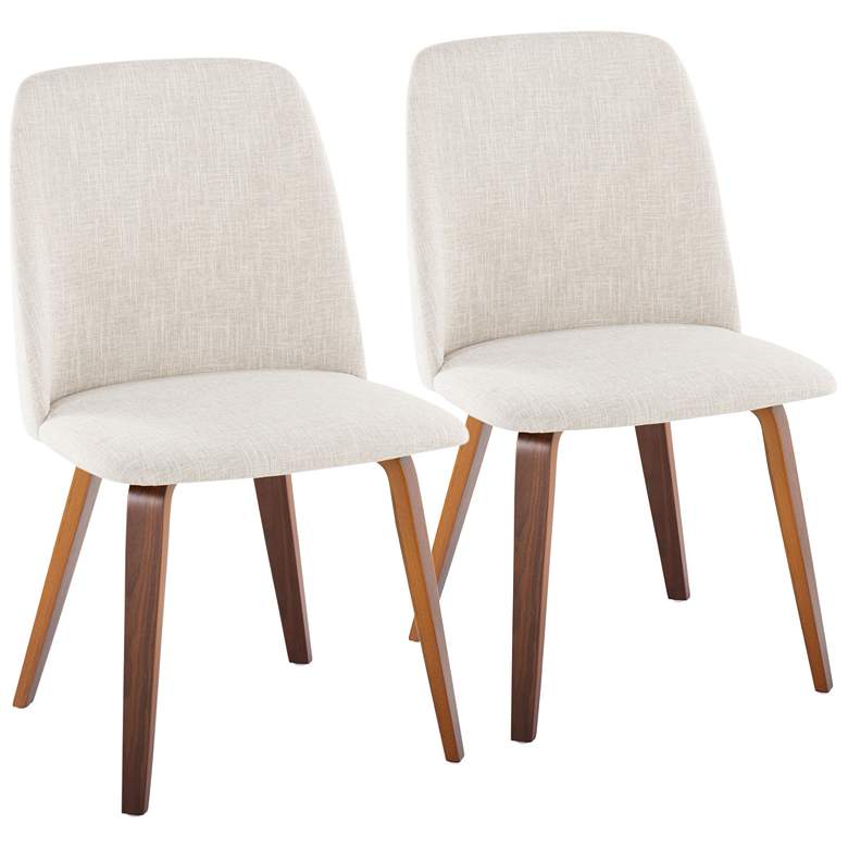 Image 1 Toriano Dining Chair in Walnut and Beige Fabric by LumiSource Pair