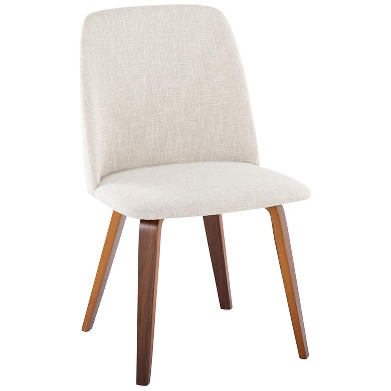 Image 2 Toriano Dining Chair in Walnut and Beige Fabric by LumiSource Pair more views