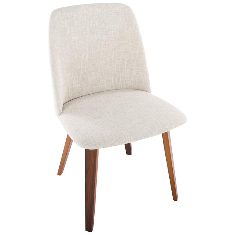 Image 7 Toriano Dining Chair in Walnut and Beige Fabric by LumiSource Pair more views