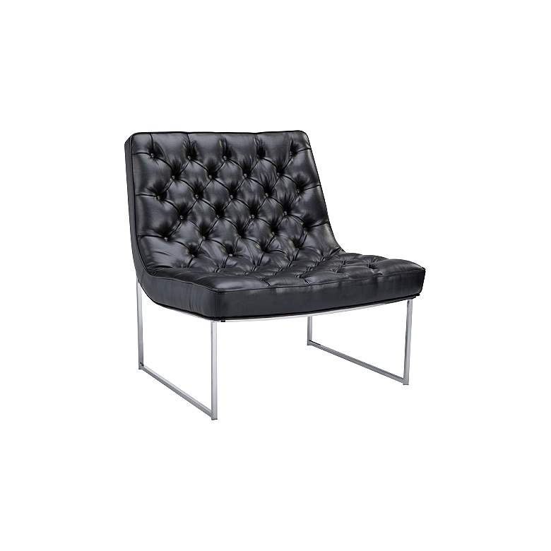 Image 1 Toro Bonded Black Leather Button Tufted Accent Chair