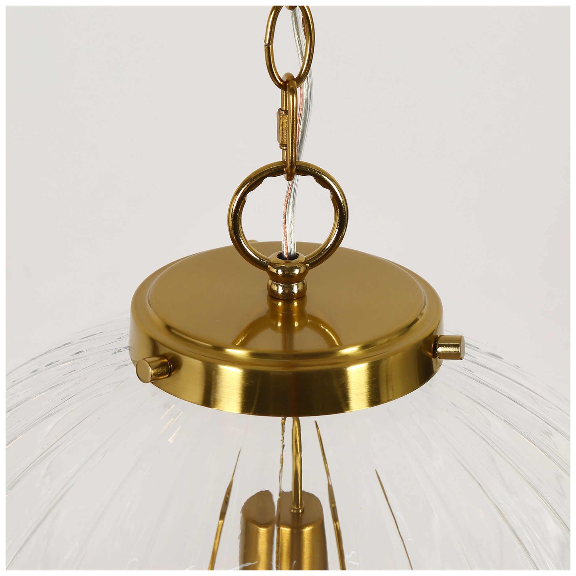 Thumbnail3 of Tororb Modern Brass 15" 1-Light Fluted Clear Glass Globe Pendant Light more views