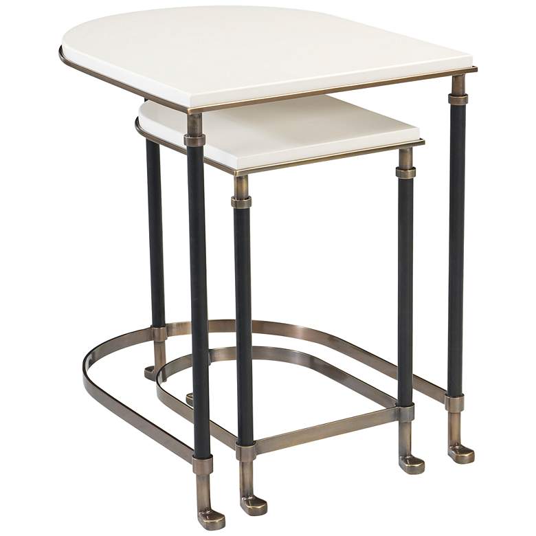 Image 1 Torrance 24 1/4" Iron and Ivory Nesting Tables 2-Piece Set