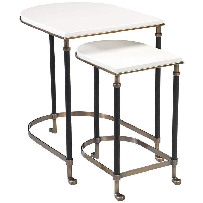 Image 2 Torrance 24 1/4 inch Iron and Ivory Nesting Tables 2-Piece Set more views