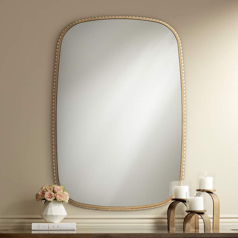 Image 1 Torren Gold 25 1/2 inch x 37 1/2 inch Rounded Corner Wall Mirror