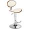 Torrioni Cream Faux Leather Adjustable Swivel Bar Stool