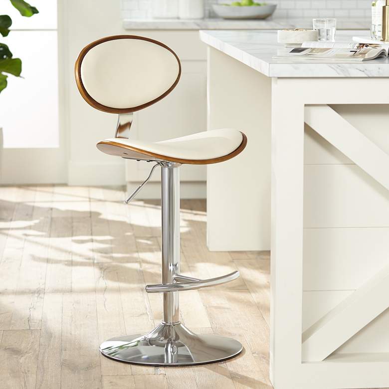 Image 1 Torrioni Cream Faux Leather Adjustable Swivel Bar Stool