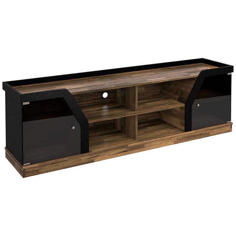 Image 2 Torriston 70 3/4" Wide Light Hickory 8-Shelf 2-Door TV Stand