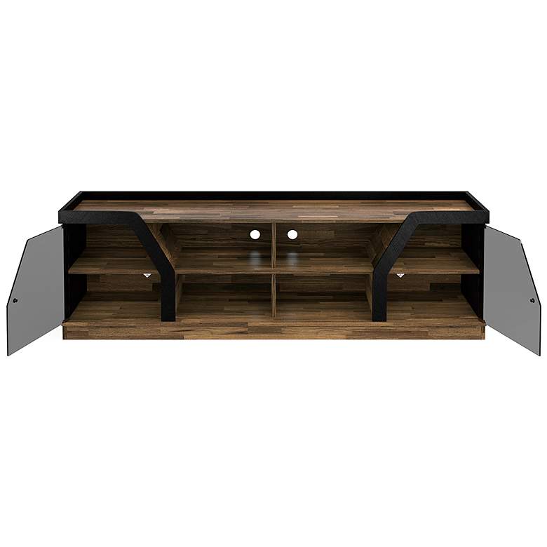 Image 5 Torriston 70 3/4" Wide Light Hickory 8-Shelf 2-Door TV Stand more views