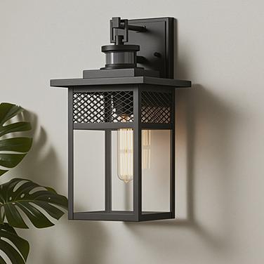 Torse 15" High Textured Black Motion Sensor Outdoor Wall Light