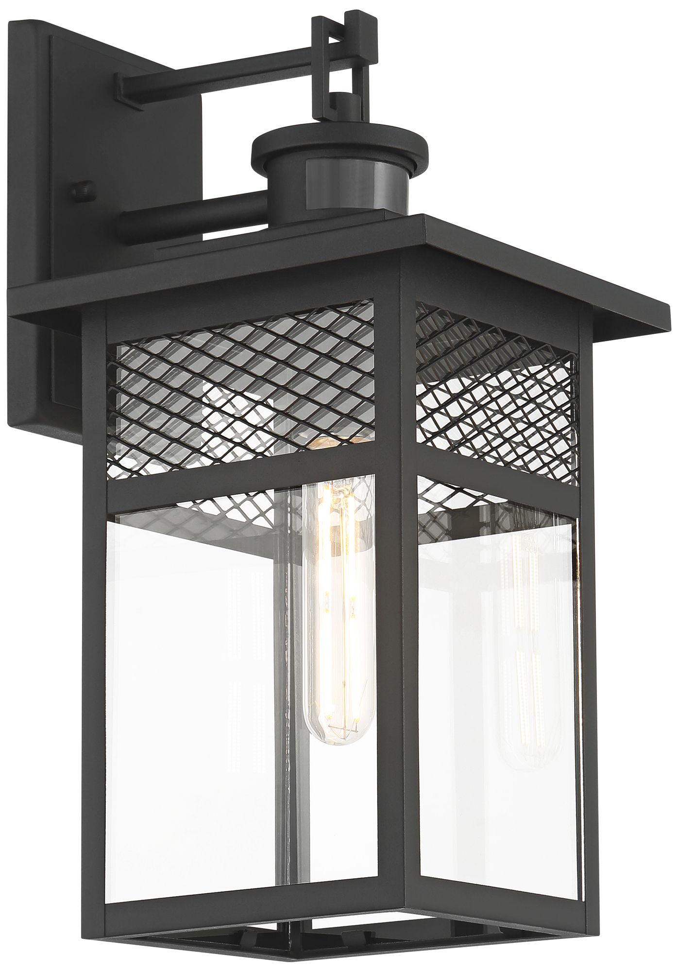 Torse 15" High Textured Black Motion Sensor Outdoor Wall Light