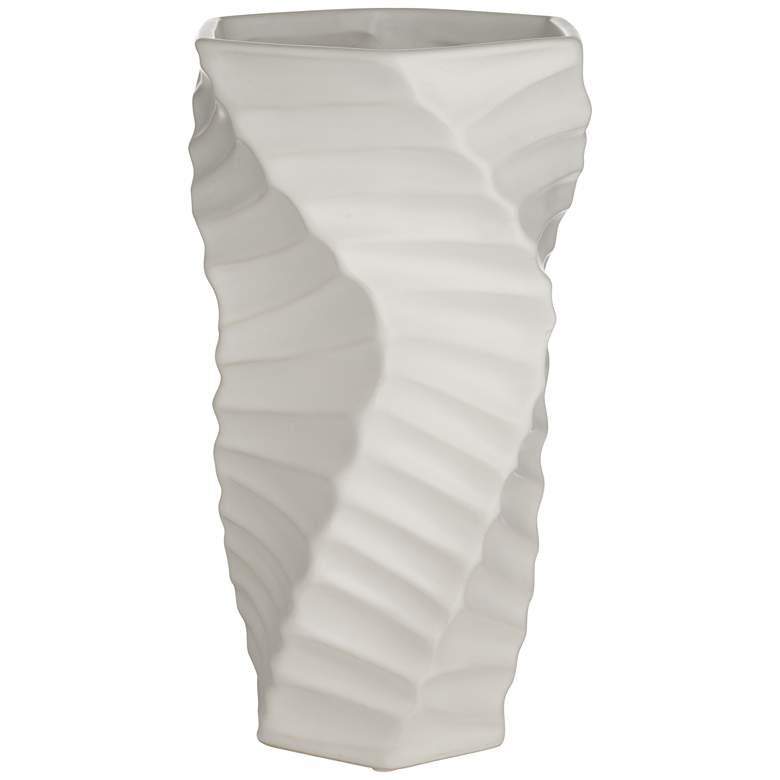 Image 1 Torsion 12 1/2" High Matte White Decorative Vase