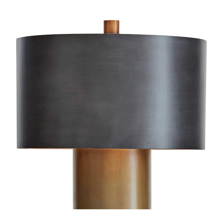 Image 2 Tortoise Ombre Brass and Bronze Drum Floor Lamp more views