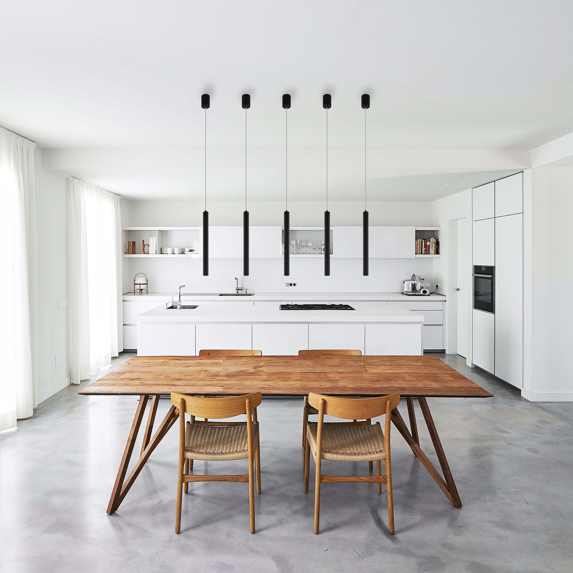 Image 6 Tortoreto - 1-Light LED Single Tube Pendant - Matte Black - 90 Inches more views