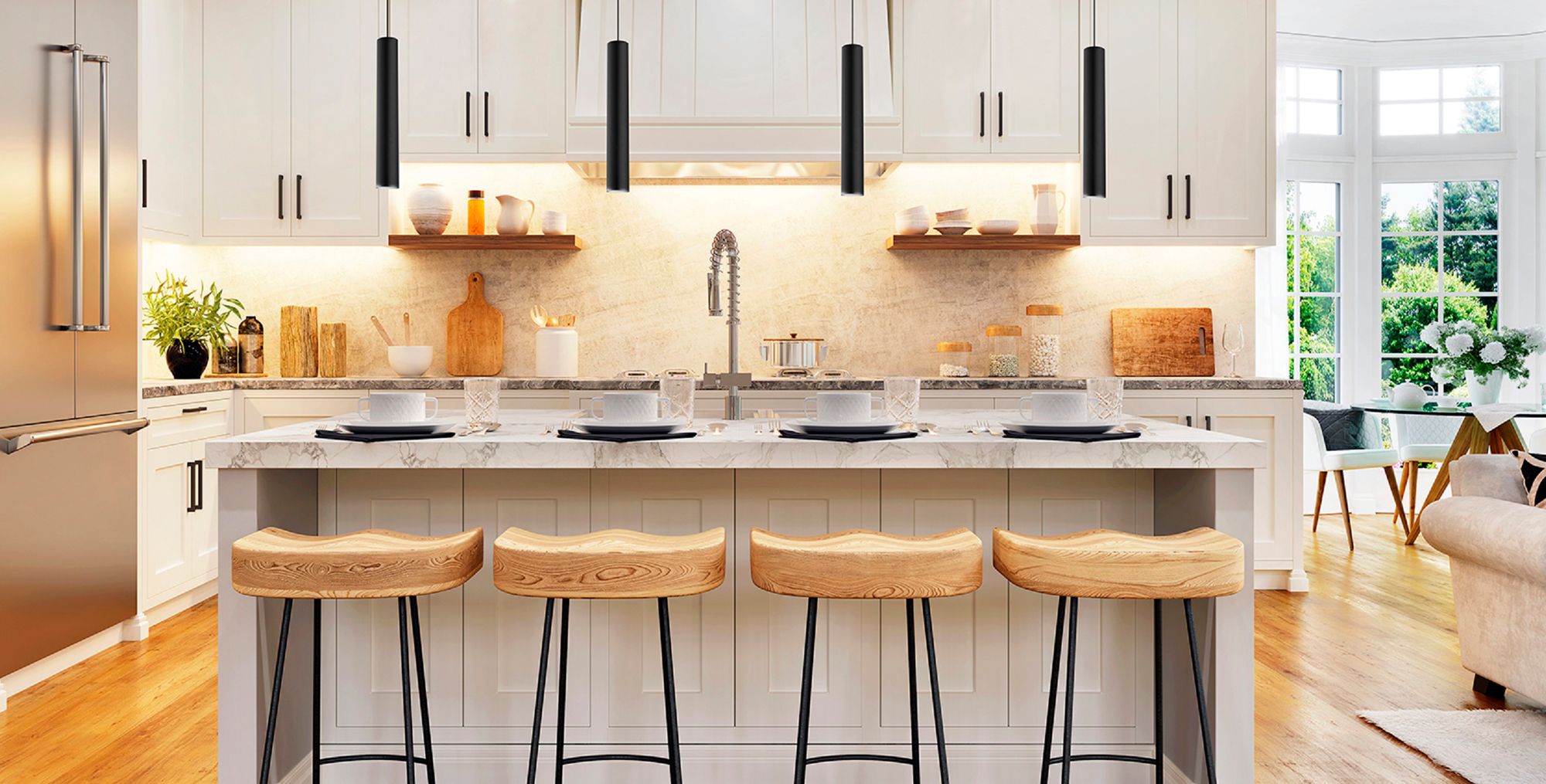 Image 2 Tortoreto - 1-Light Single Tube Pendant - Matte Black - 90 Inches more views