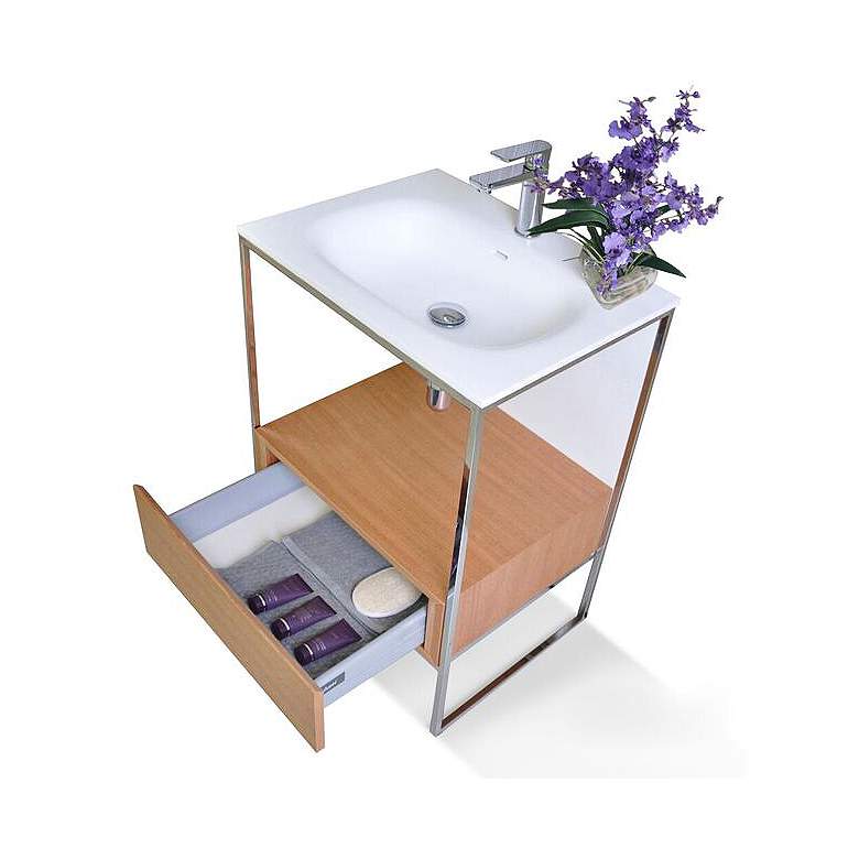 Image 3 Tory 24" Natural Walnut 1-Drawer Single Sink Vanity Set more views